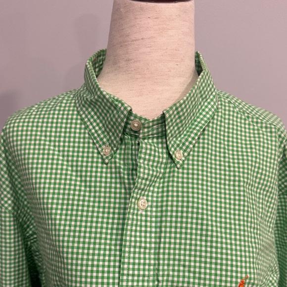 Ralph Lauren Green Checkered Button-Down Shirt Large - Picture 4 of 8
